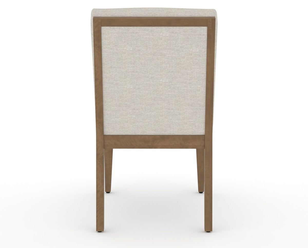 Canadel Modern Box Back Dining Chair in Pecan Washed, TB Fabric, back view