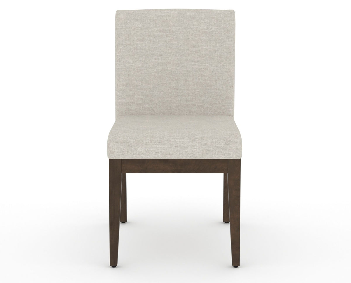 Canadel Modern Box Back Dining Chair in Hazelnut Washed, TB Fabric, front view