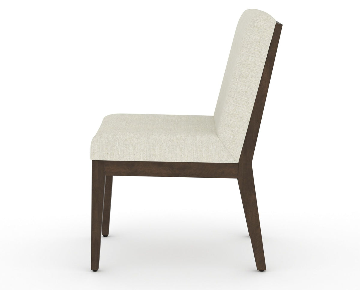 Canadel Modern Box Back Dining Chair in Hazelnut Washed, TW Fabric, side view