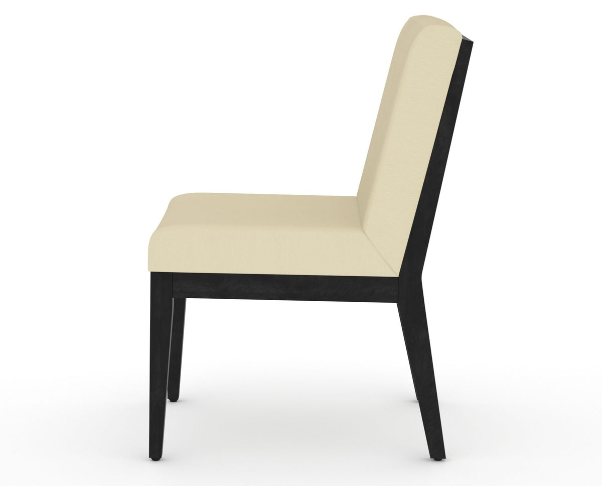 Canadel Modern Box Back Dining Chair in Dark Smoke, XZ Faux Leather, side view