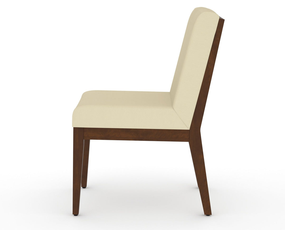 Canadel Modern Box Back Dining Chair in Cognac Washed, XZ Faux Leather, side view