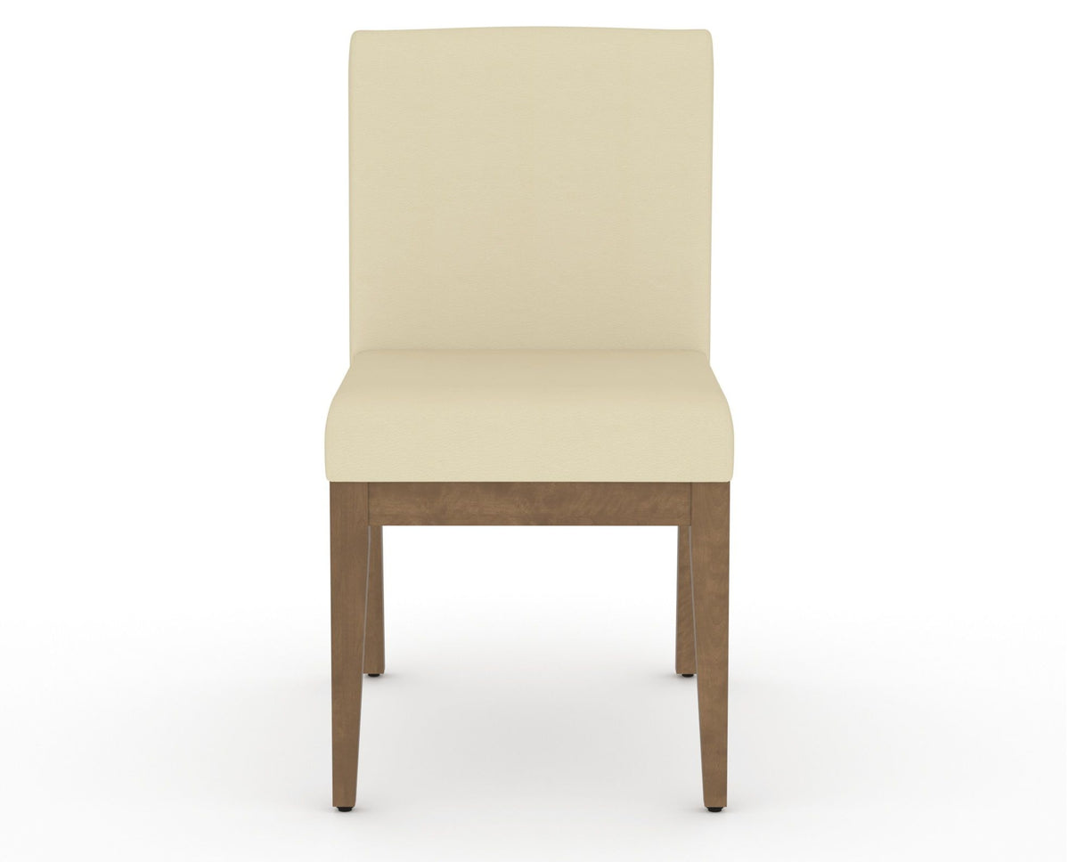 Canadel Modern Box Back Dining Chair in Pecan Washed, XZ Faux Leather, front view