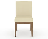 Canadel Modern Box Back Dining Chair in Pecan Washed, XZ Faux Leather, front view