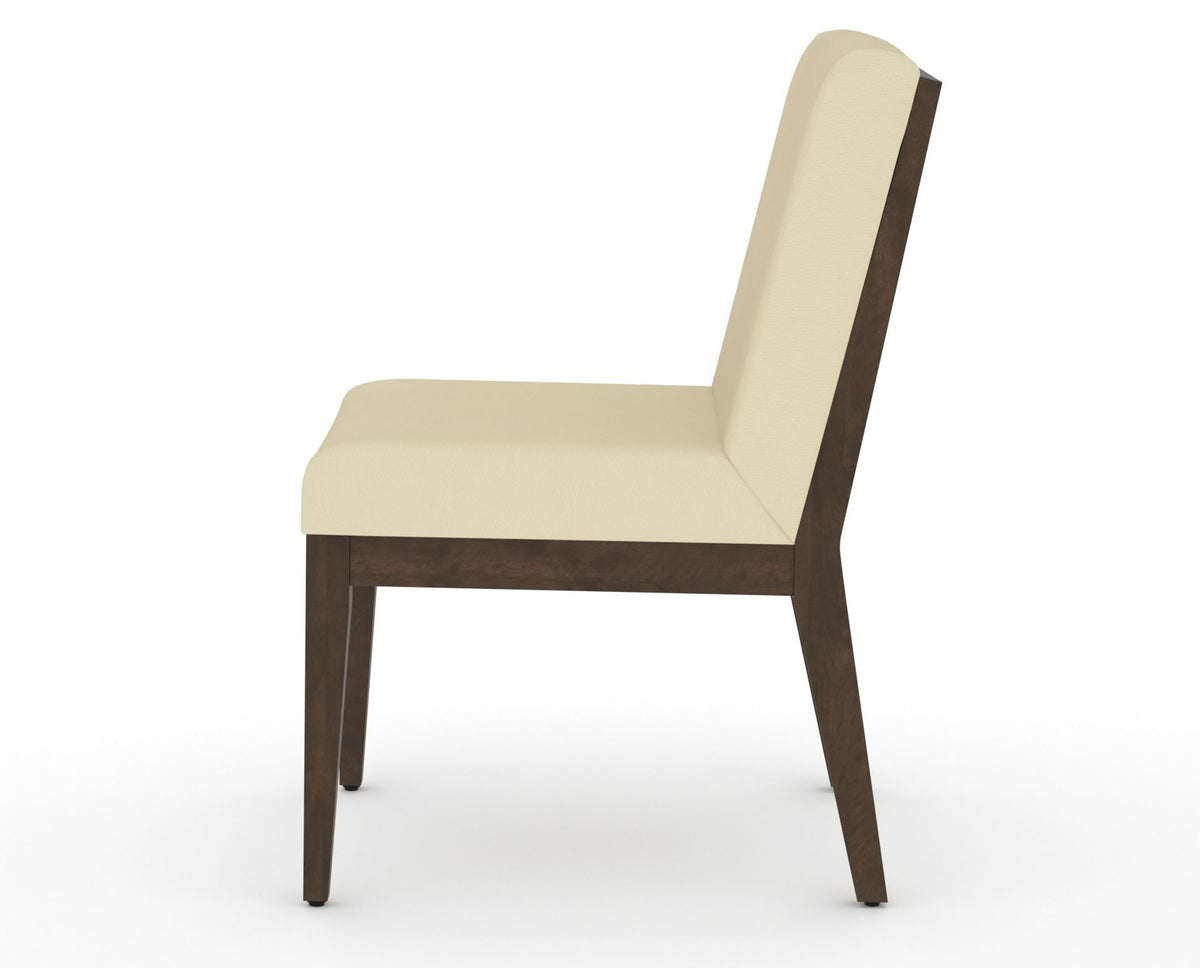 Canadel Modern Box Back Dining Chair in Hazelnut Washed, XZ Faux Leather, side view