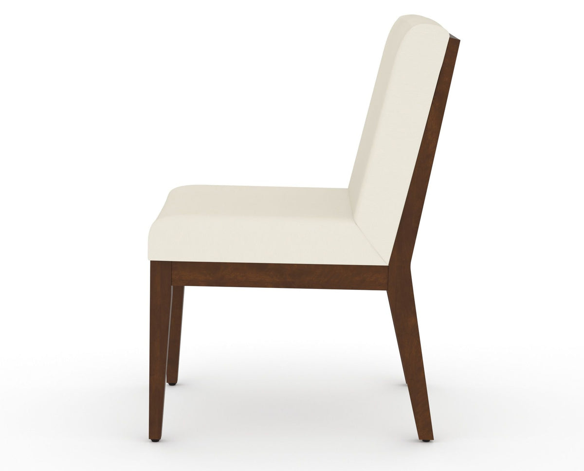 Canadel Modern Box Back Dining Chair in Cognac Washed, YJ Faux Leather, side view