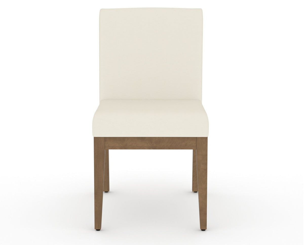 Canadel Modern Box Back Dining Chair in Pecan Washed, YJ Faux Leather, front view