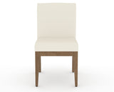 Canadel Modern Box Back Dining Chair in Pecan Washed, YJ Faux Leather, front view