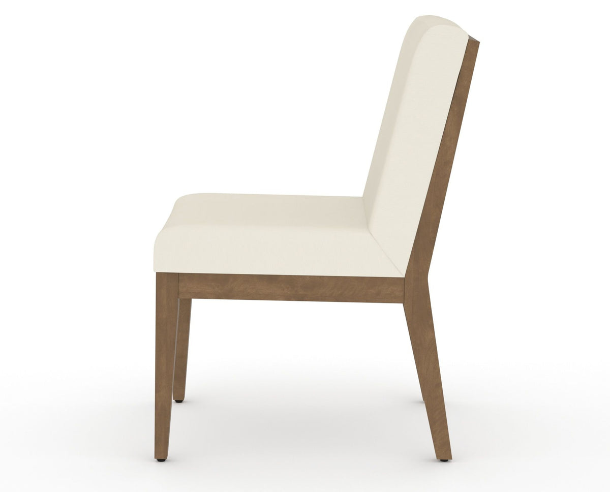 Canadel Modern Box Back Dining Chair in Pecan Washed, YJ Faux Leather, side view