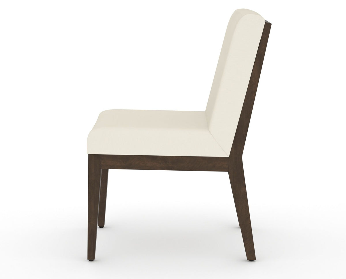 Canadel Modern Box Back Dining Chair in Hazelnut Washed, YJ Faux Leather, side view