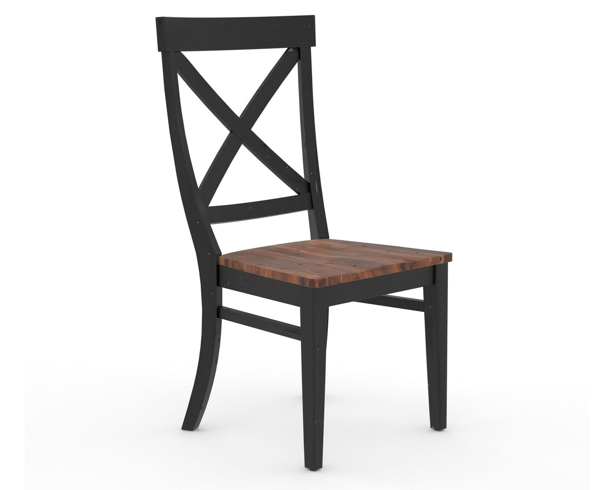 Canadel Champlain Dining Chair 5186 in Wood Seat and 63 Black / 33 Spice Washed, three-quarter view