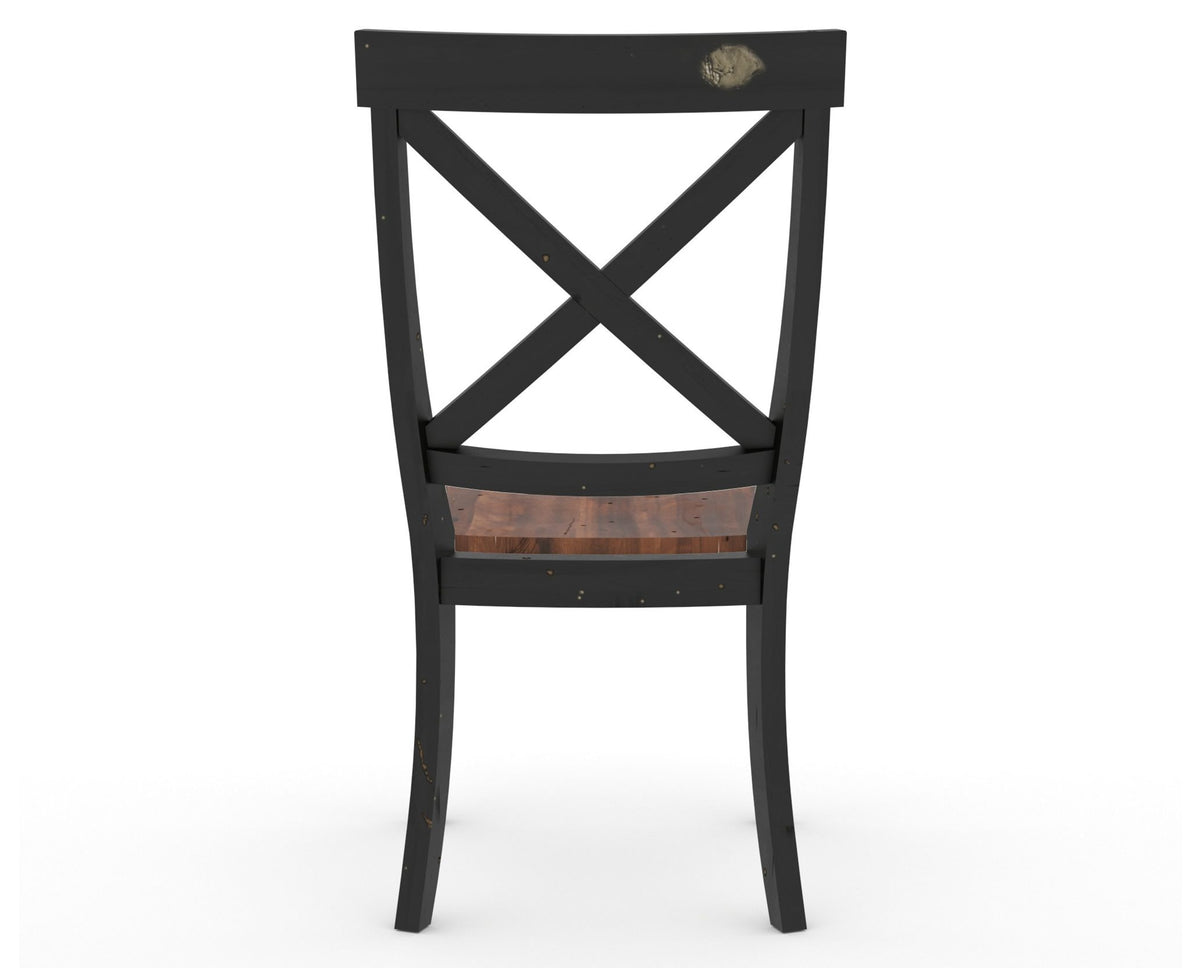 Canadel Champlain Dining Chair 5186 in Wood Seat and 63 Black / 33 Spice Washed, back view