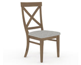 Canadel Champlain Dining Chair 5186 in 7C Fabric and 25 Pecan Washed, three-quarter view