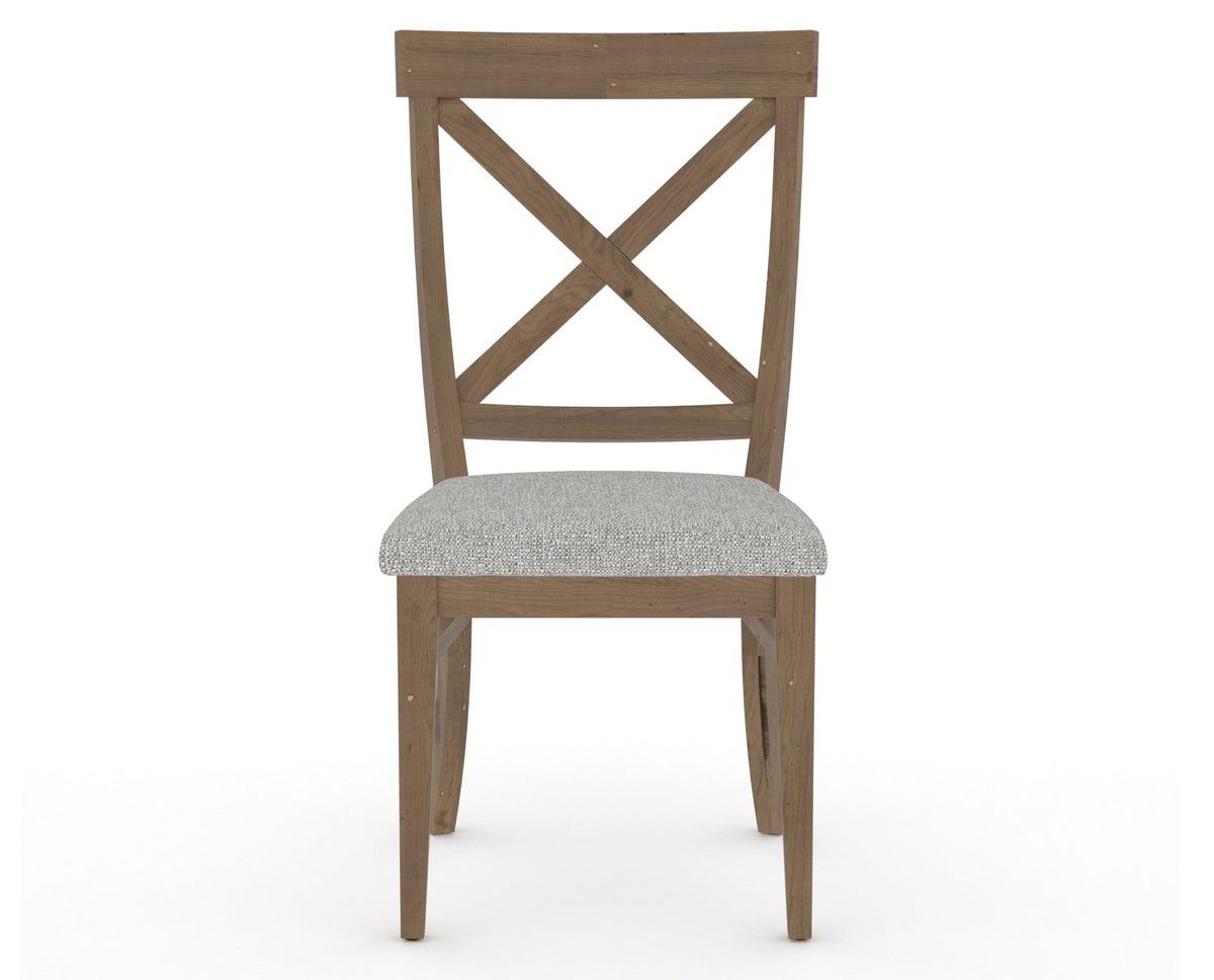 Canadel Champlain Dining Chair 5186 in 7C Fabric and 25 Pecan Washed, front view