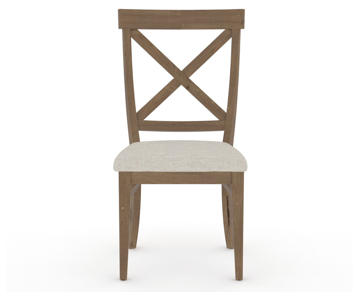 Canadel Champlain Dining Chair 5186 in TB Fabric and 25 Pecan Washed, front view