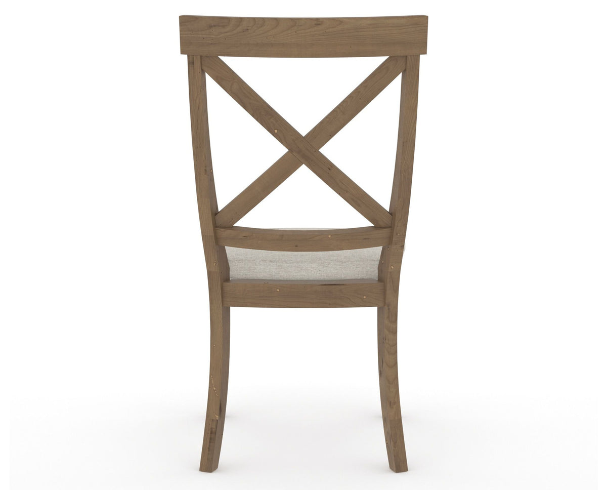 Canadel Champlain Dining Chair 5186 in TB Fabric and 25 Pecan Washed, back view