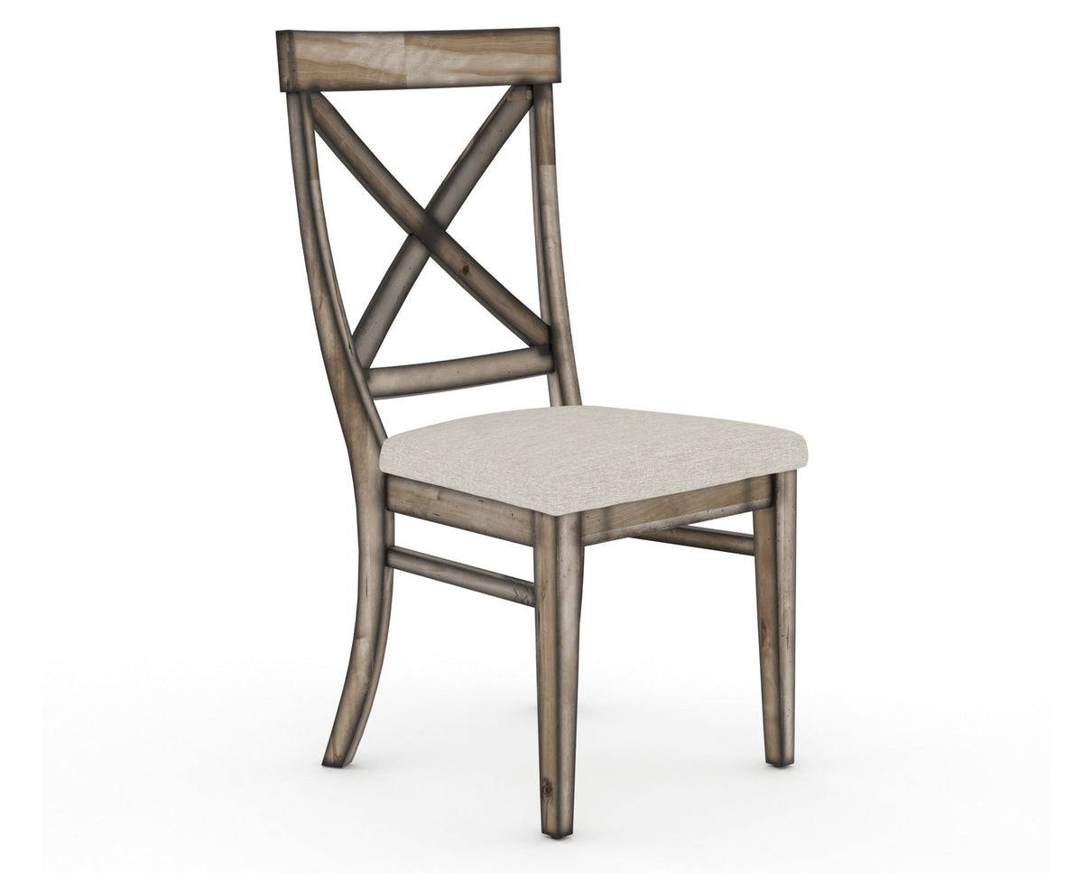 Canadel Champlain Dining Chair 5186 in TB Fabric and 72 Heritage Nature, three-quarter view