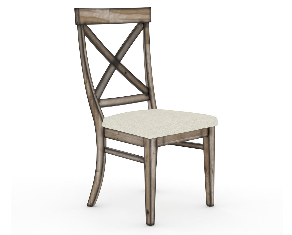 Canadel Champlain Dining Chair 5186 in TW Fabric and 72 Heritage Nature, three-quarter view