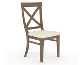 Canadel Champlain Dining Chair 5186 in YJ Faux Leather and 25 Pecan Washed, three-quarter view