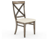 Canadel Champlain Dining Chair 5186 in YJ Faux Leather and 72 Heritage Nature, three-quarter view
