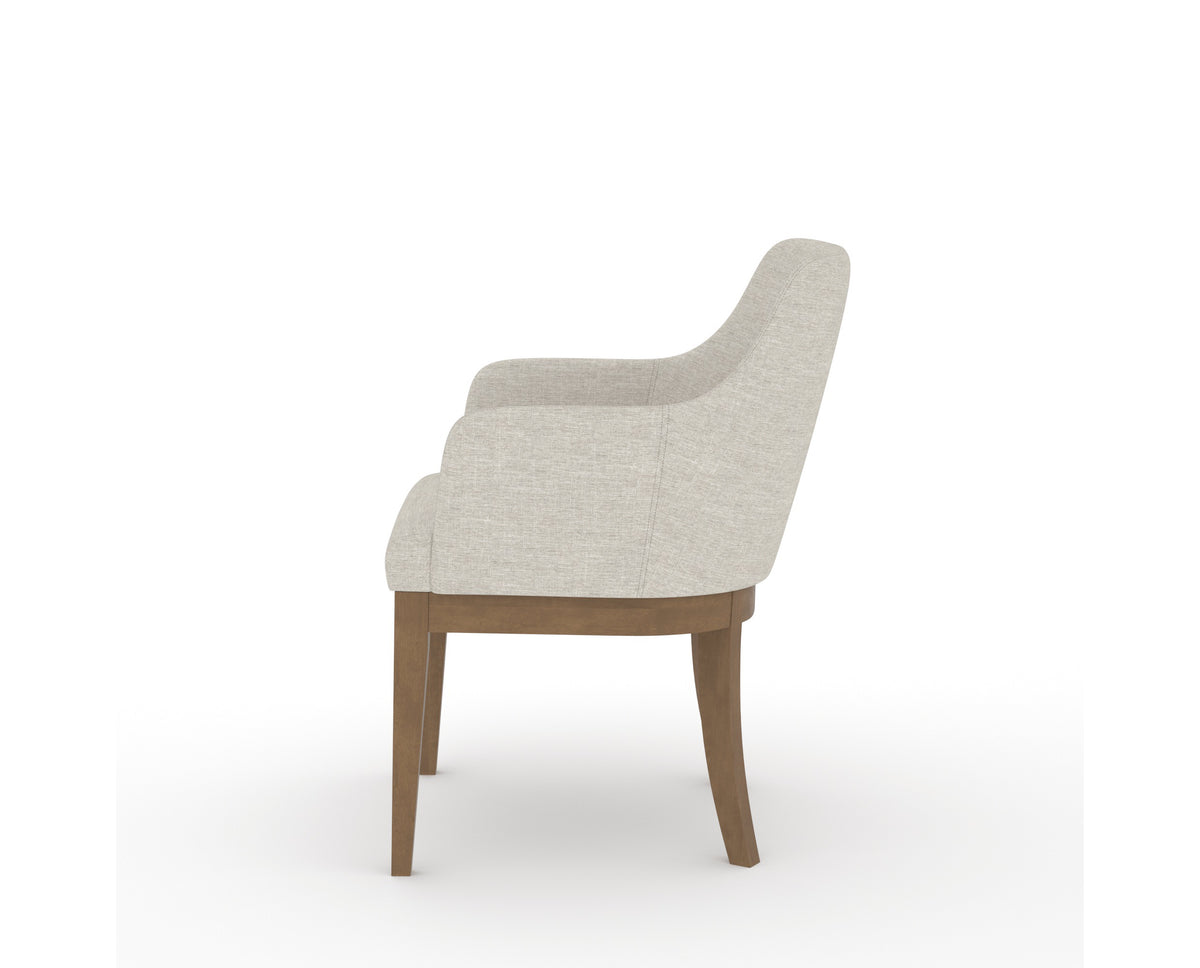 Canadel Modern Sophia Dining Chair in Pecan Washed, TB Fabric, side view