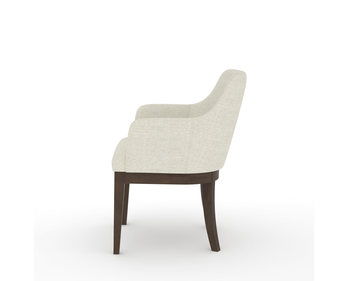 Canadel Modern Sophia Dining Chair in Hazelnut Washed, TW Fabric, side view