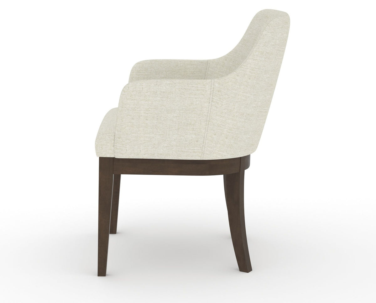 Canadel Modern Sophia Dining Chair in Hazelnut Washed, TW Fabric, side view