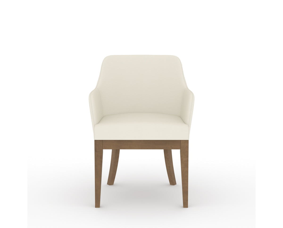 Canadel Modern Sophia Dining Chair in Pecan Washed, YJ Faux Leather, front view