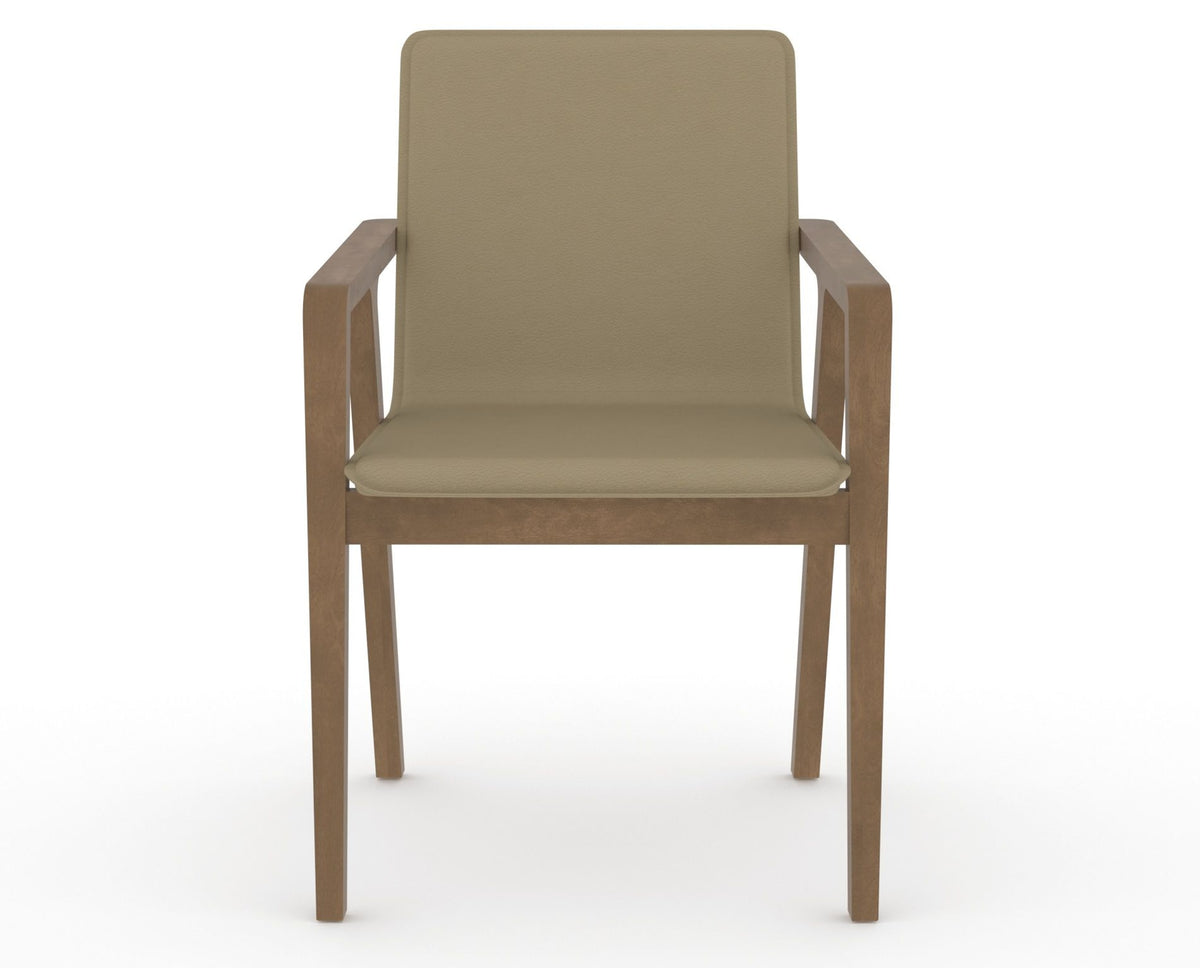 Canadel Downtown Tova Dining Chair in Pecan Washed, XY Faux Leather, front view