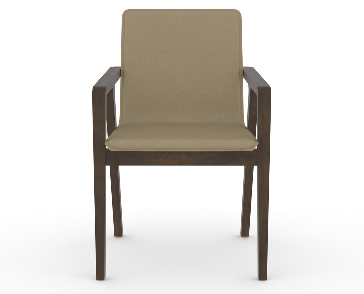 Canadel Downtown Tova Dining Chair in Hazelnut Washed, XY Faux Leather, front view