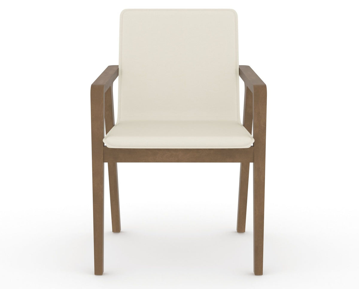Canadel Downtown Tova Dining Chair in Pecan Washed, YJ Faux Leather, front view