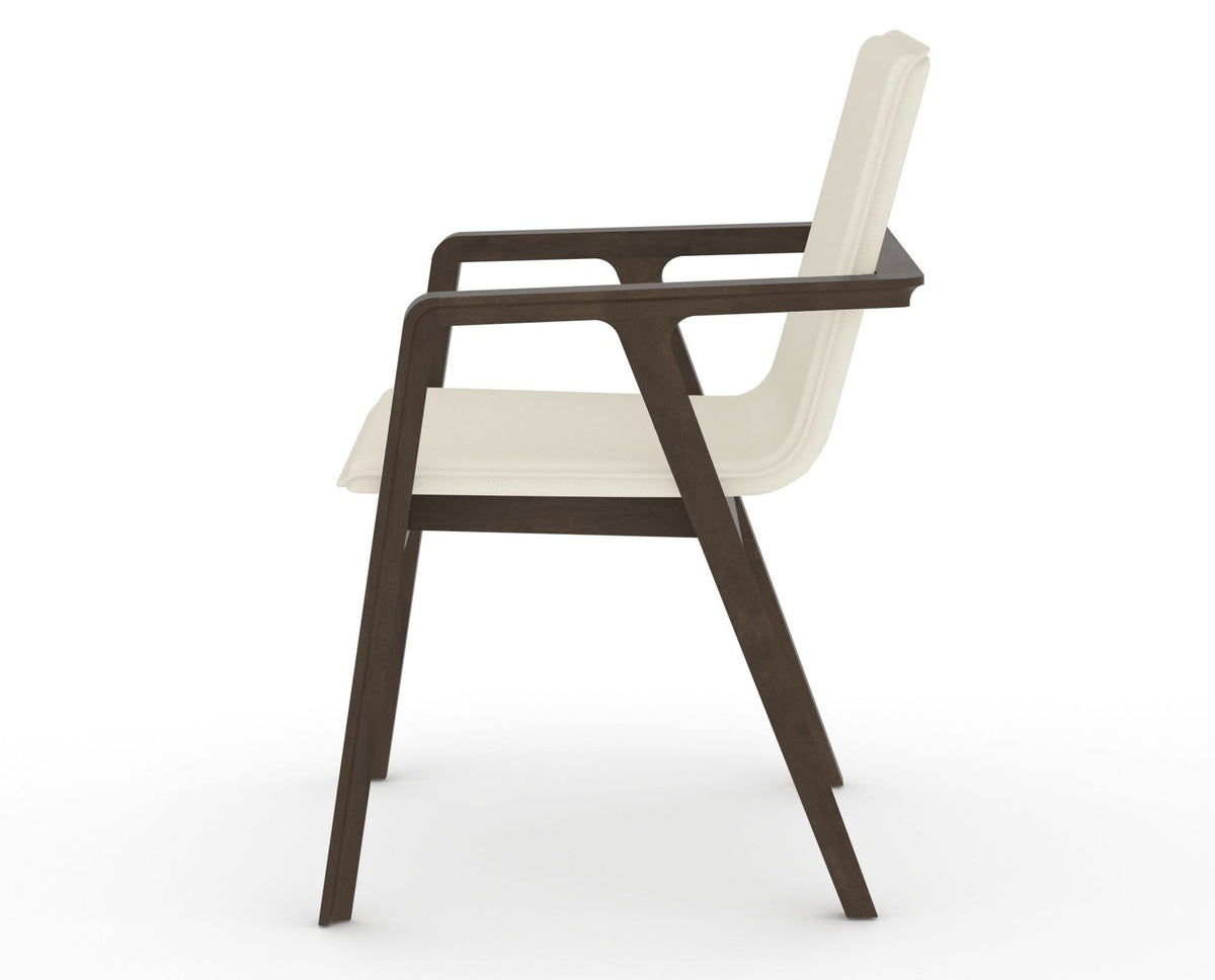 Canadel Downtown Tova Dining Chair in Hazelnut Washed, YJ Faux Leather, side view