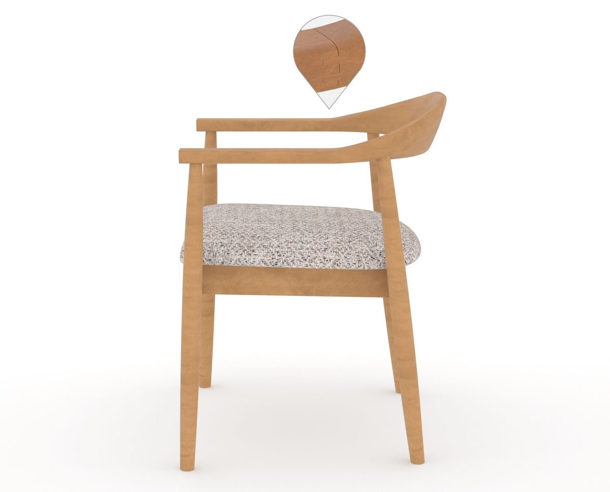 Canadel Downtown Hug Dining Chair in Caramel Washed, FP Crypton®, side view