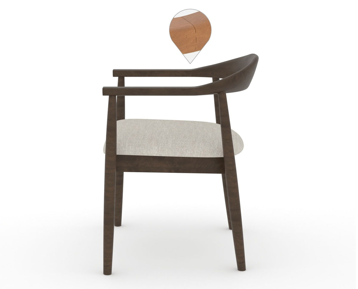 Canadel Downtown Hug Dining Chair in Hazelnut Washed, TB Fabric, side view