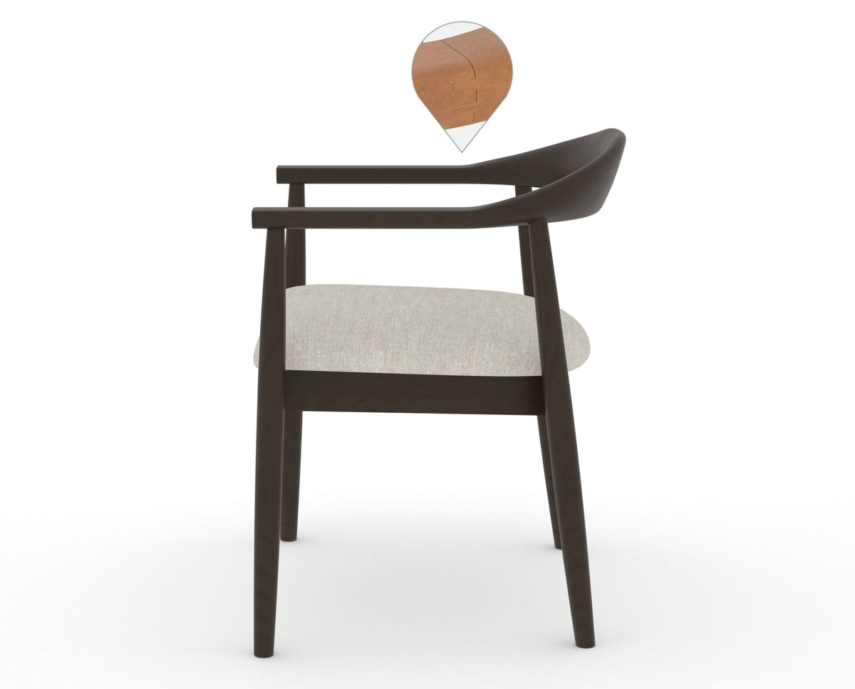 Canadel Downtown Hug Dining Chair in Davy's Grey, TB Fabric, side view