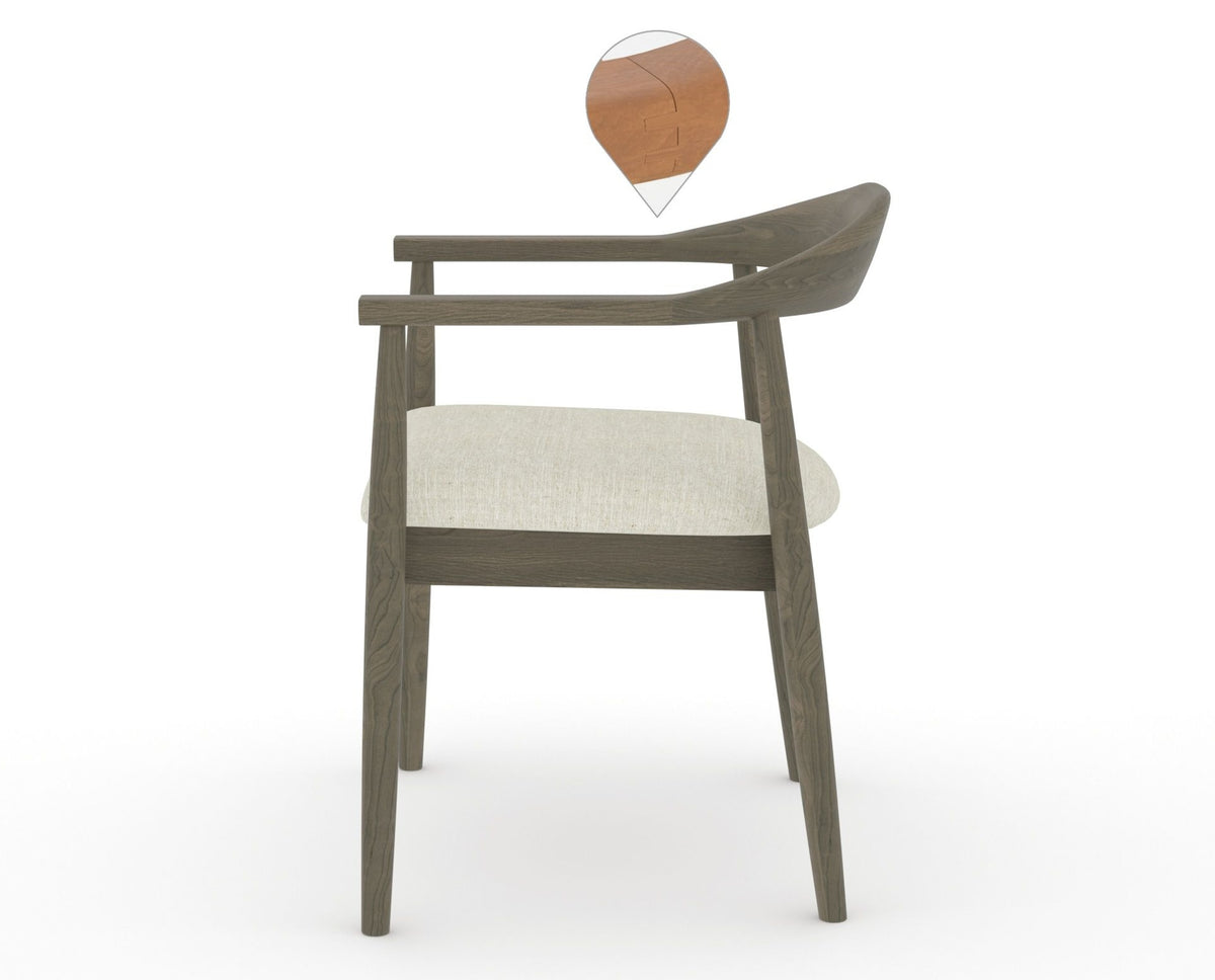 Canadel Downtown Hug Dining Chair in Shadow, TW Fabric, side view