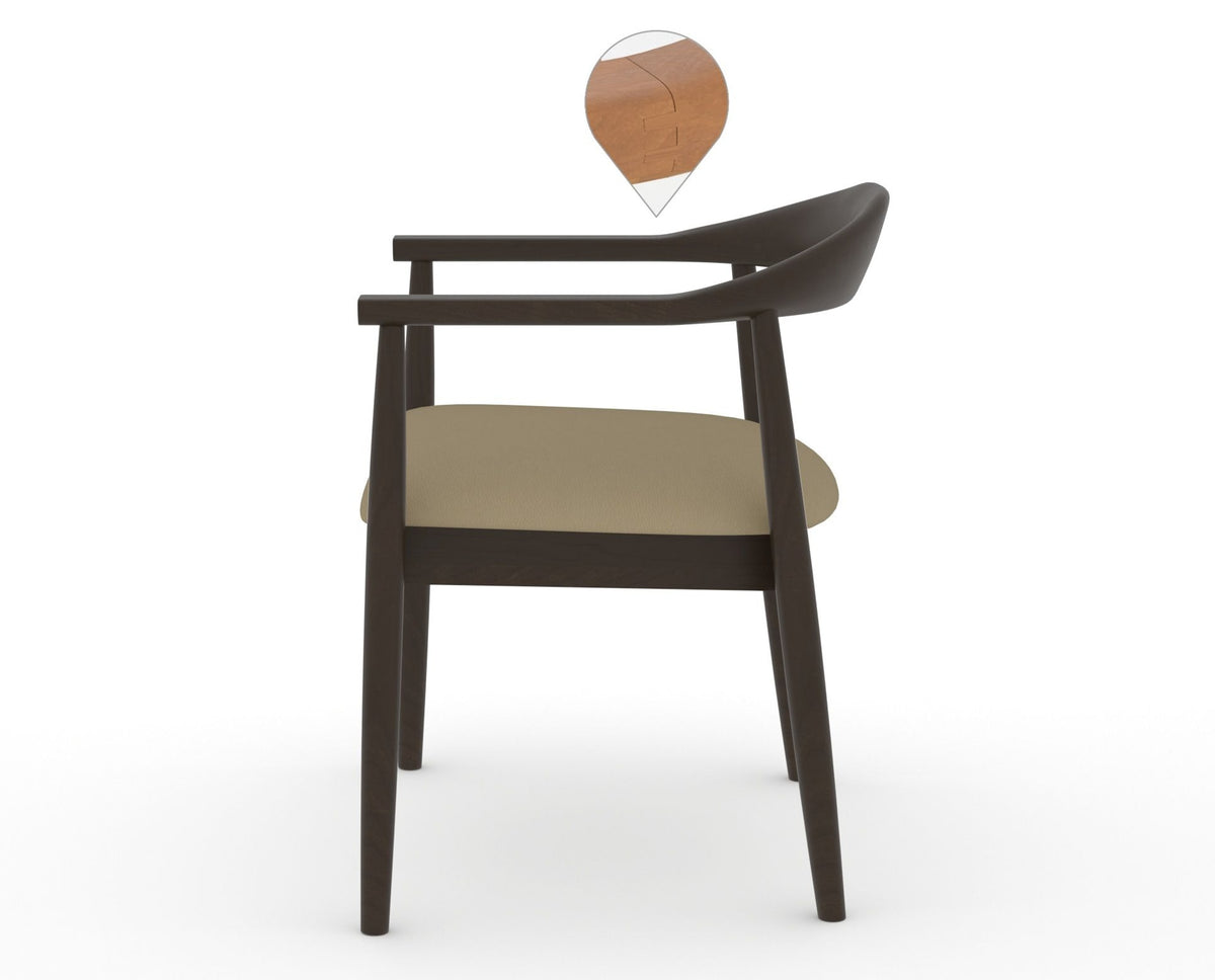 Canadel Downtown Hug Dining Chair in Davy's Grey, XY Faux Leather, side view