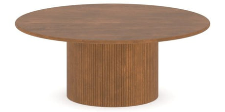 Canadel Accent Round Coffee Table 4242 C3 in Oak Washed Birch with Matte Finish, three-quarter view