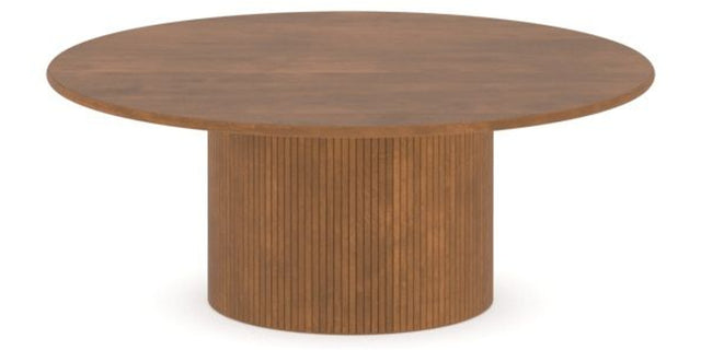 Canadel Accent Round Coffee Table 4242 C3 in Oak Washed Birch with Matte Finish, three-quarter view