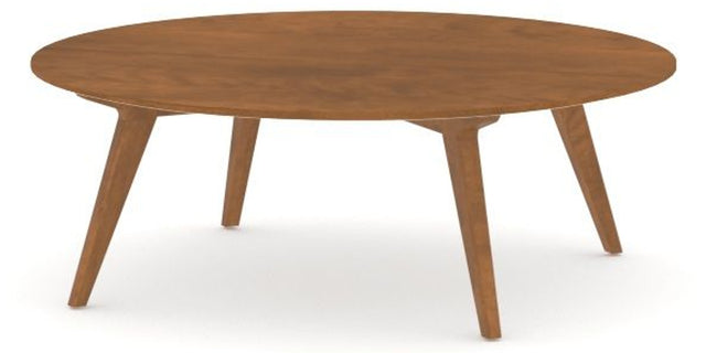 Canadel Accent Round Coffee Table 4242 DJ in Oak Washed Birch with Matte Finish, three-quarter view