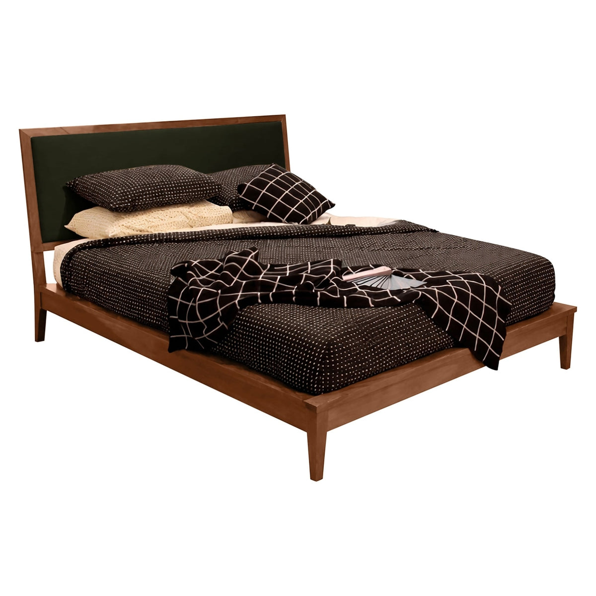 West Bros Serra Platform Bed in 79 Toast, on white, Ballad 059 headboard colour