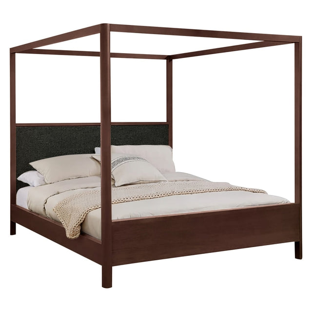 West Bros Curva Poster Bed in 22 Mocha, on white, Ballad 059 headboard colour