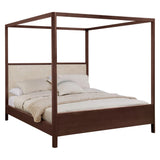 West Bros Curva Poster Bed in 22 Mocha, on white, Dean 061 headboard colour