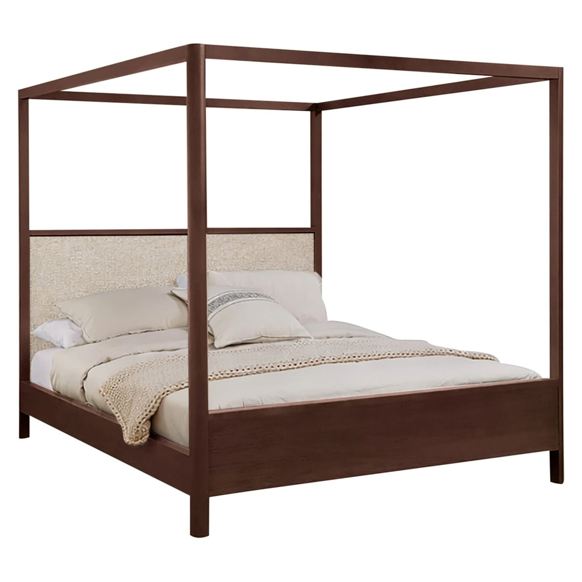 West Bros Curva Poster Bed in 22 Mocha, on white, Dean 061 headboard colour