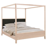 West Bros Curva Poster Bed in 45 Weathered Wood, on white, Ballad 059 headboard colour