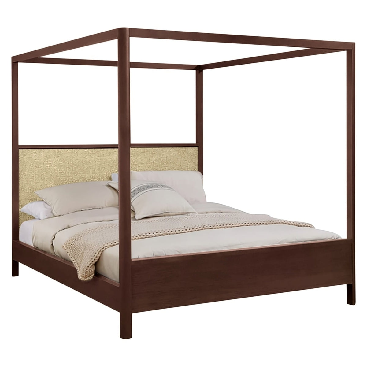 West Bros Curva Poster Bed in 22 Mocha, on white, Neil 020 headboard colour