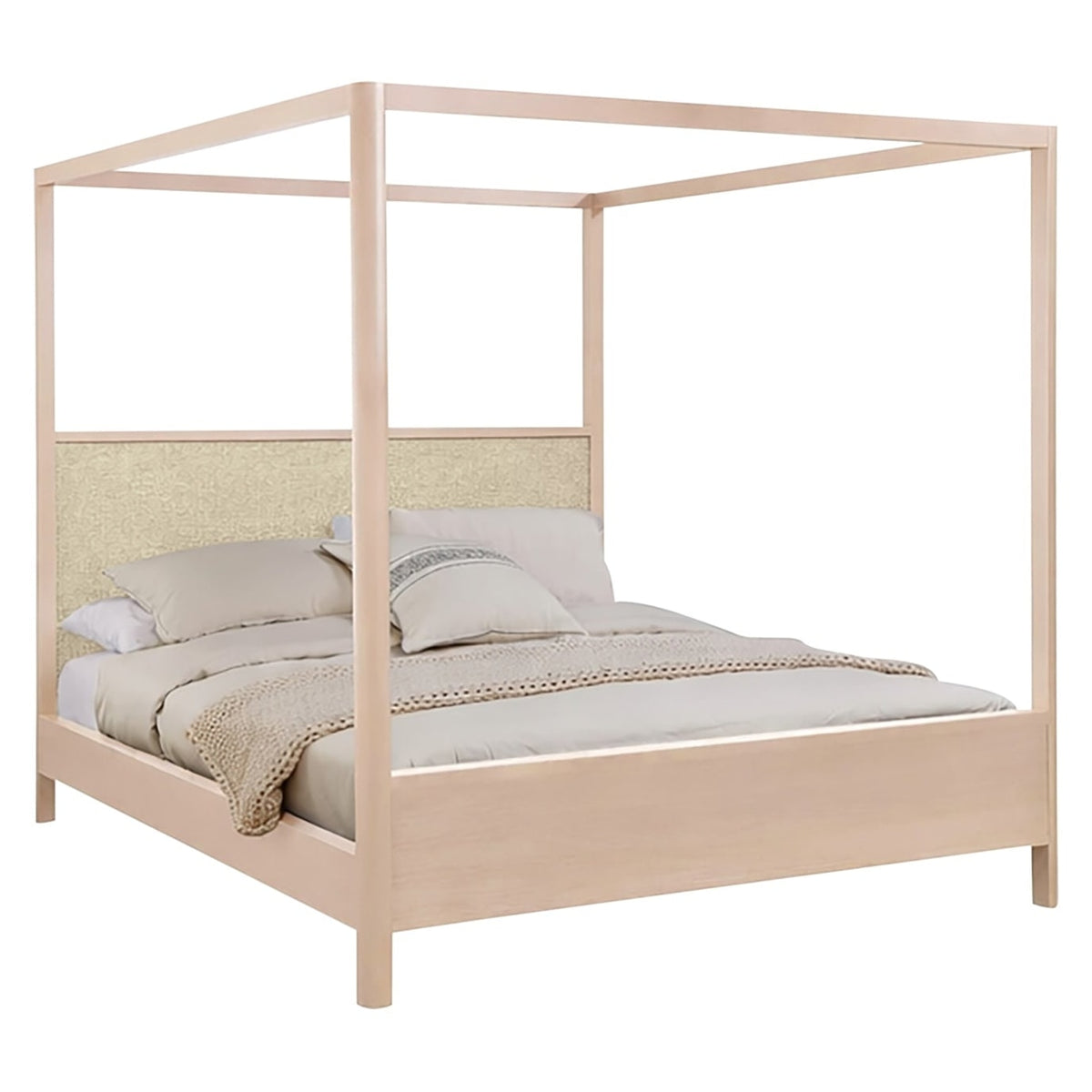 West Bros Curva Poster Bed in 45 Weathered Wood, on white, Neil 010 headboard colour