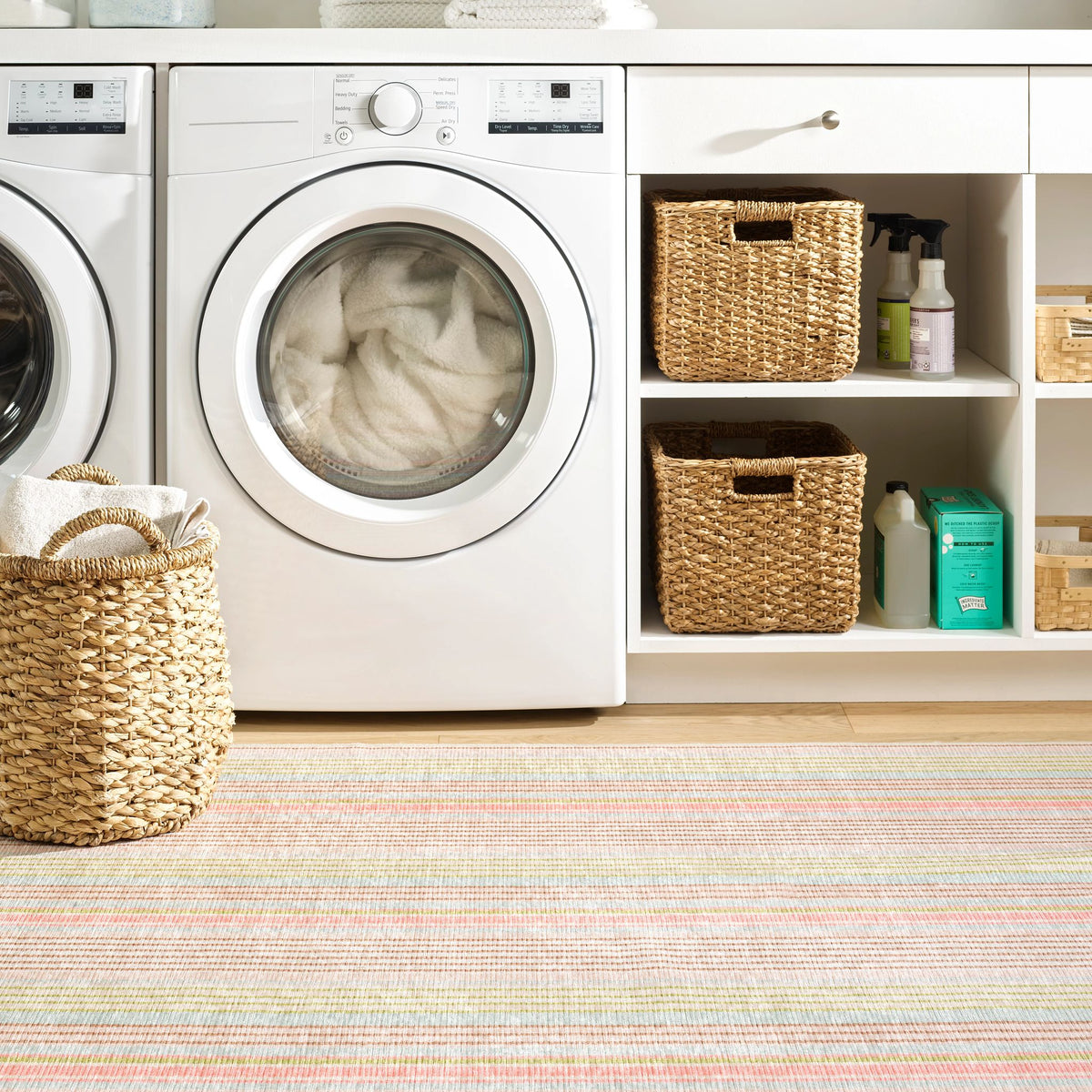 Ana Ticking Machine Washable Rug