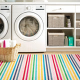 Rainbow Stripe Machine Washable Rug