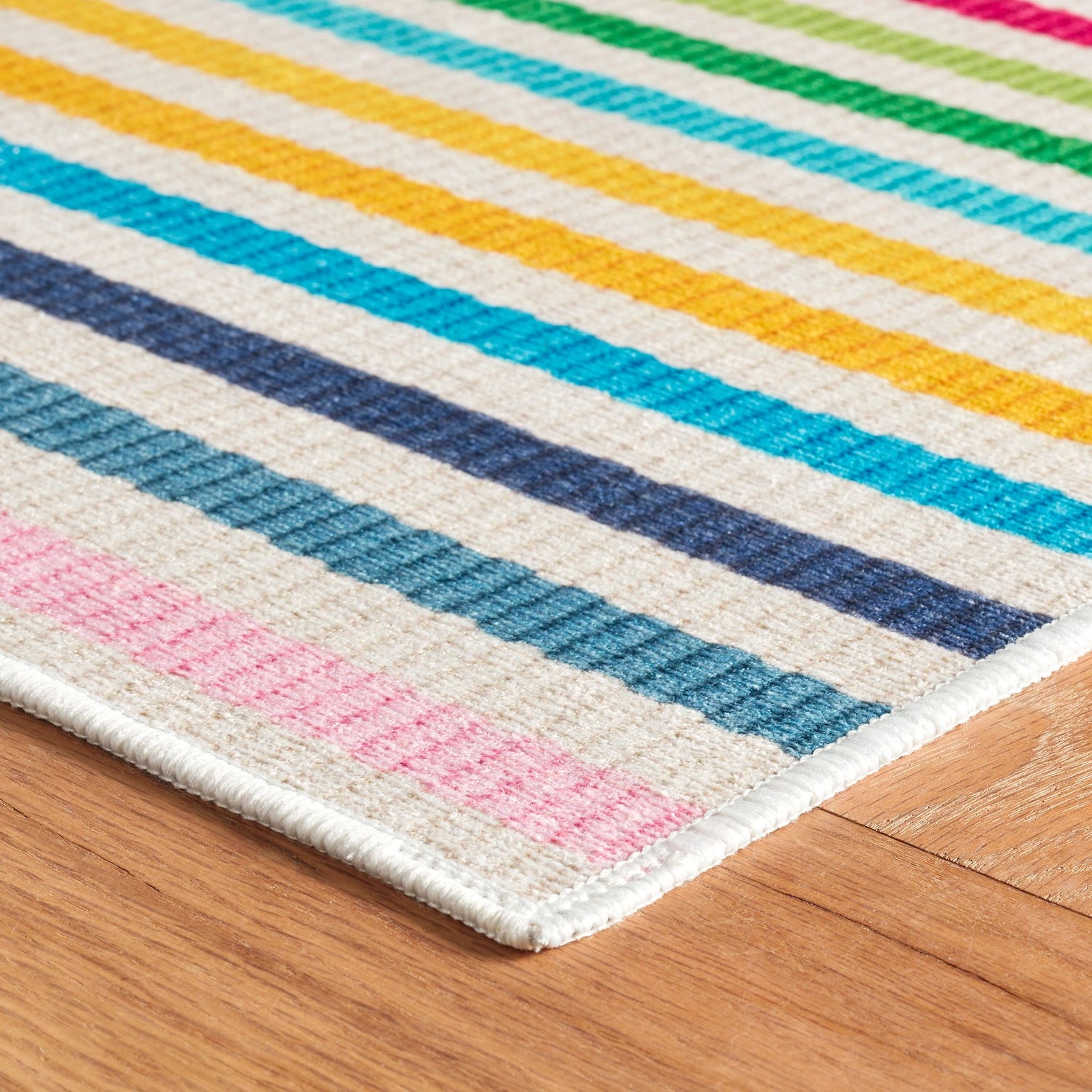 Rainbow Stripe Machine Washable Rug