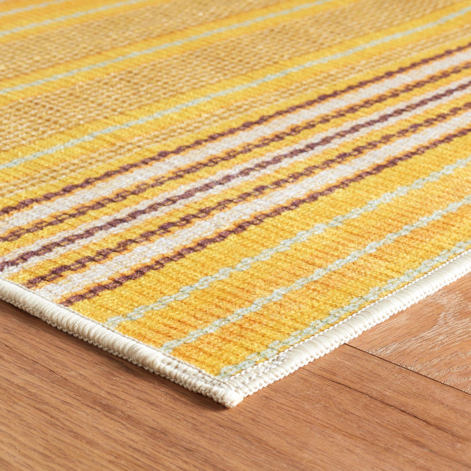 Sunflower Ticking Machine Washable Rug